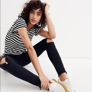 MADEWELL 9 INCH HIGH RISE SKINNY WITH DISTRESSING